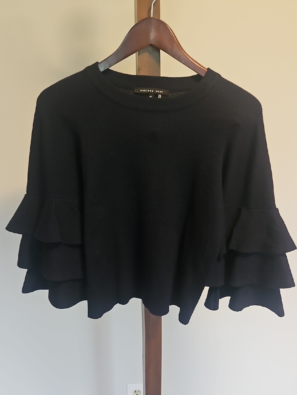 Endless Rose Womens Navy Ribbed Knit Top Size M